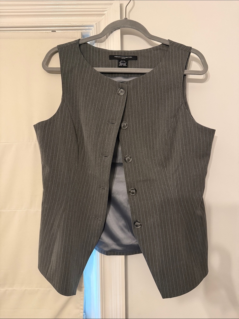 French Connection Sleeveless Pinstripe Button Vest
